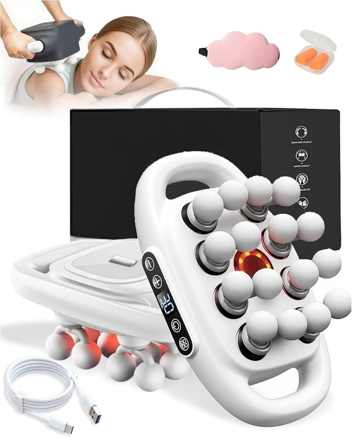 Massager - 16 Head Massage Gun Deep Tissue for Pain Relief, Pro Massager with 3 Modes & 30 Levels, Back Massagers for Back, Shoulders, Legs, Foot, Body, Fast Relief