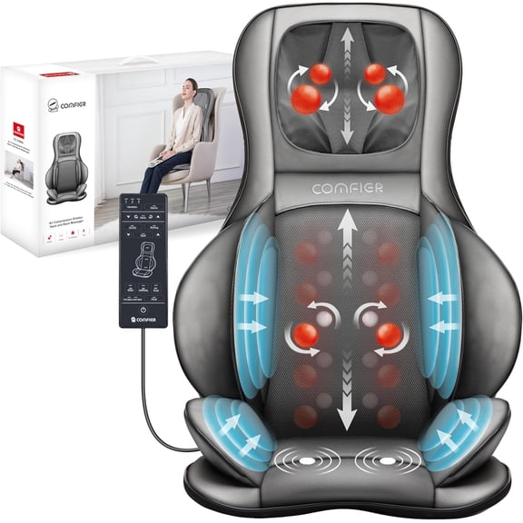 Massager Chair with Heat, Shiatsu Neck Back Massager Portable with Compression & Rolling,Massage Chair Pad for Neck & Back for Muscle Tension Relief, Father Day Gift