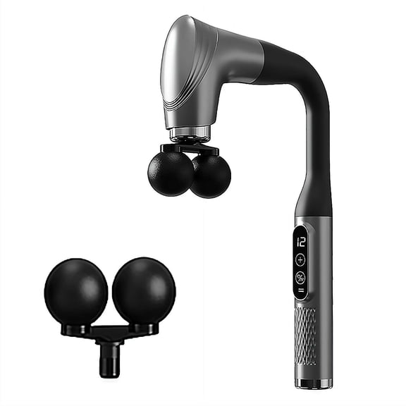 Massager with Extension Handle, Dual-Head Percussion Muscle Massager with 12 Speeds, Deep Tissue Massager for Back Shoulders Neck Waist Legs, Type-C Rechargeable Gift for Men Women