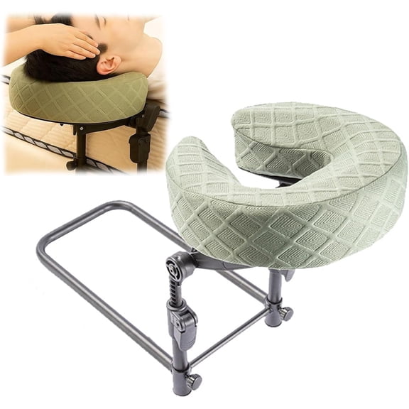 Massager Headrest for Bed,Adjustable Face Cradle with Memory Foam,Washable Cover,Bed Massage Head Holder,Portable Mattress Attachment,for SPA Rest Eye Surgery Recovery Bedroom(Color:Green)