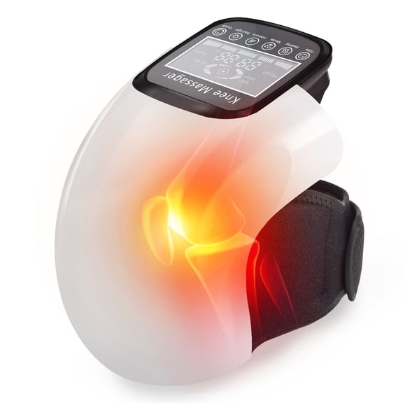 Massager with Heat & Vibration - Cordless 3-Temp Soothing Wrap, 4 Timer Settings, Rechargeable Knee Wrap Massager, LCD Touch Screen for Joint & Muscle Comfort