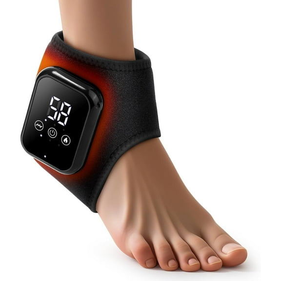 Massager,Heated Ankle Brace with Vibration,Cordless Ankle Massager with 3 Heating Levels 3 Vibration Modes,15 Minutes Automatic Shut-off,Fatigue Relieve for Left and Right Feet(1 pc)