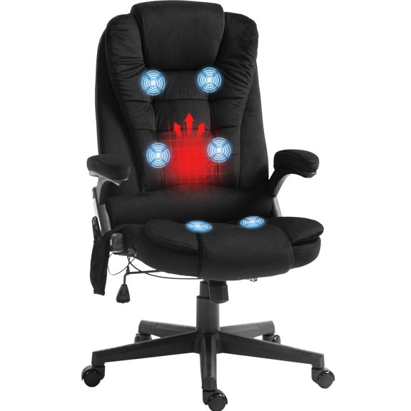 Massaging Computer Chair | Lumbar Heating & Vibration Massage | Velvet Polyester for Softness | Alleviates Long-Hour Sitting Aches