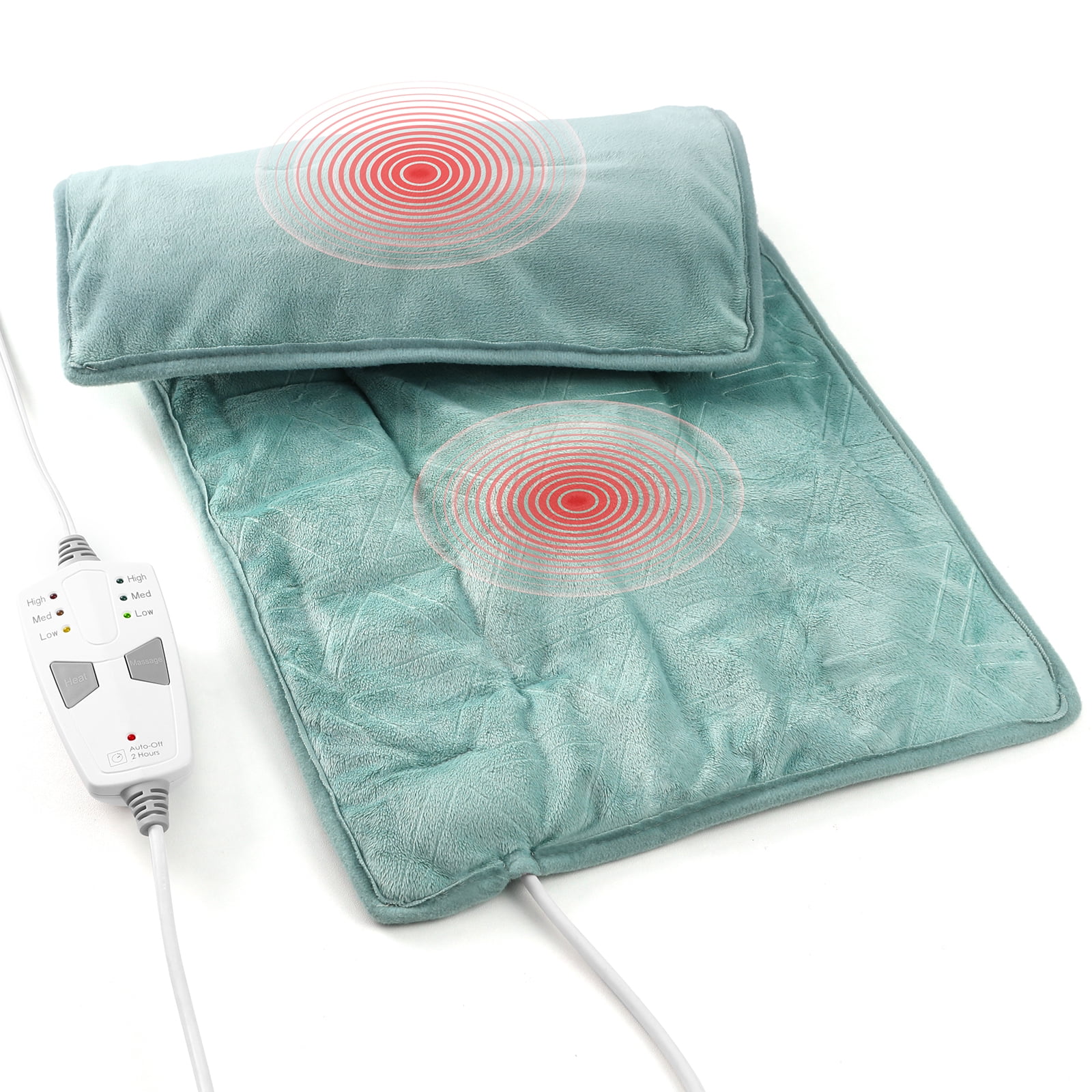 Massaging Weighted Heating Pad, 12 x 24 Electric Heating Pad for Neck,  Shoulders, Back Pain, Soreness, 3 Heat Levels, 6 Vibration Massage Settings  - Walmart.com