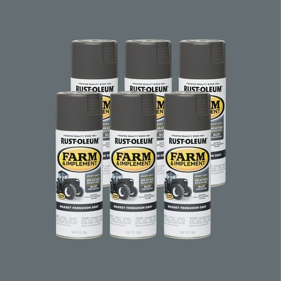 6 Pack, Massey Ferguson Gray, Rust-Oleum Specialty Farm & Implement Gloss Spray Paint-280133, 12 oz