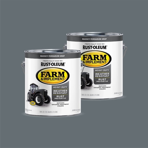 2 Pack, Massey Ferguson Gray , Rust-Oleum Specialty Gloss Farm and Implement Paint-280174, 1 gal