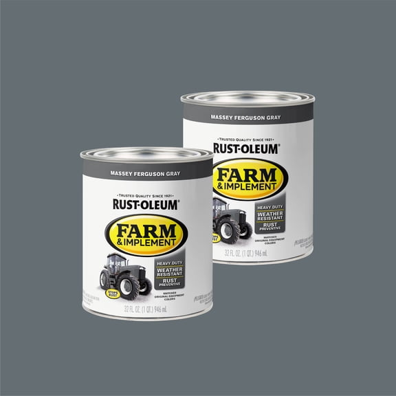 2 Pack, Massey Ferguson Gray , Rust-Oleum Specialty Gloss Farm and Implement Paint-280157, 1 qt
