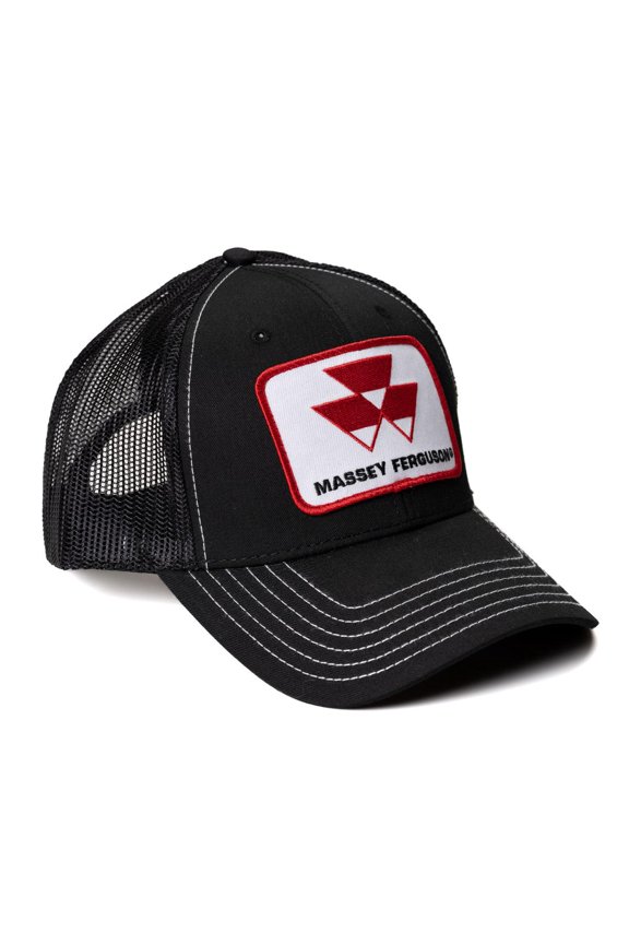 Massey Ferguson Logo Black Mesh Back Hat White Stitching MF66