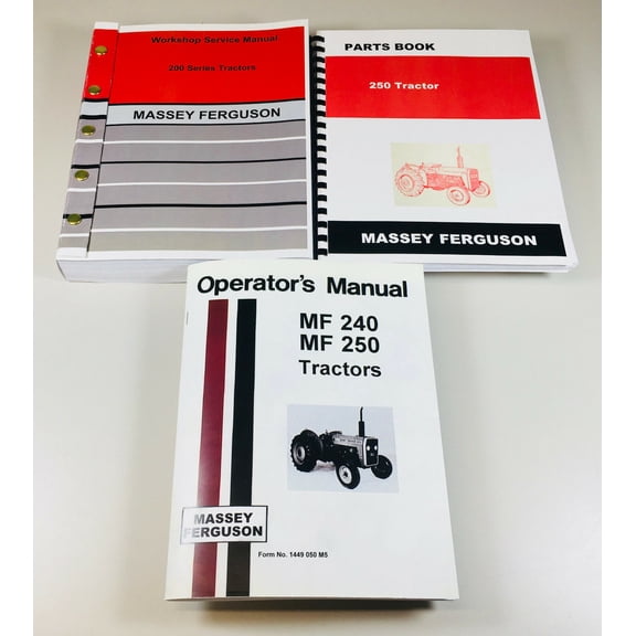 Massey Ferguson Mf 250 Tractor Service Parts Operators Manual Shop Book Set Ovhl