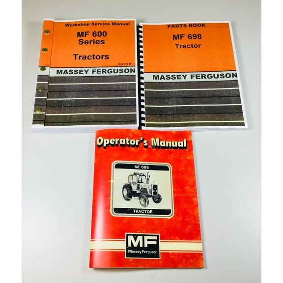 Massey Ferguson Mf 698 Tractor Service Parts Operators Repair Manual Shop Set