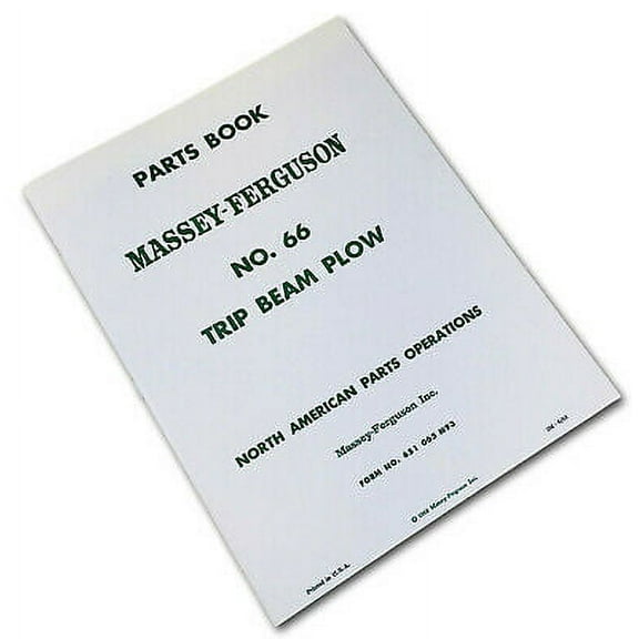 Massey Ferguson No. 66 Trip Beam Plow Parts Manual Catalog Schematic Book Mf