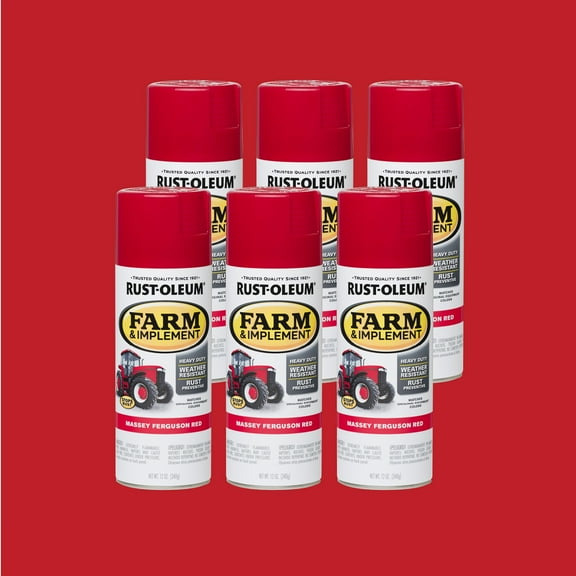 6 Pack, Massey Ferguson Red, Rust-Oleum Specialty Farm & Implement Gloss Spray Paint-280134, 12 oz