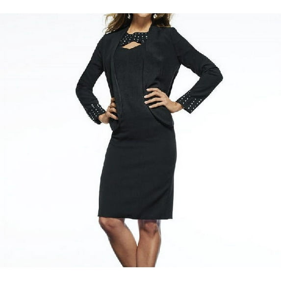 Masseys Women's Cutout Dress With Jacket in Black - 24W