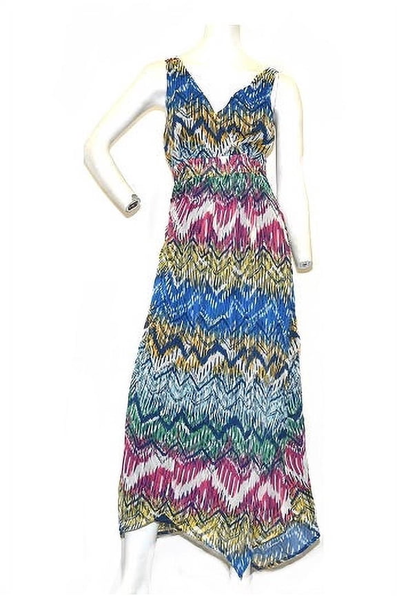 Women's Handkerchief Hem Maxi Dress in Multicolor - 4
