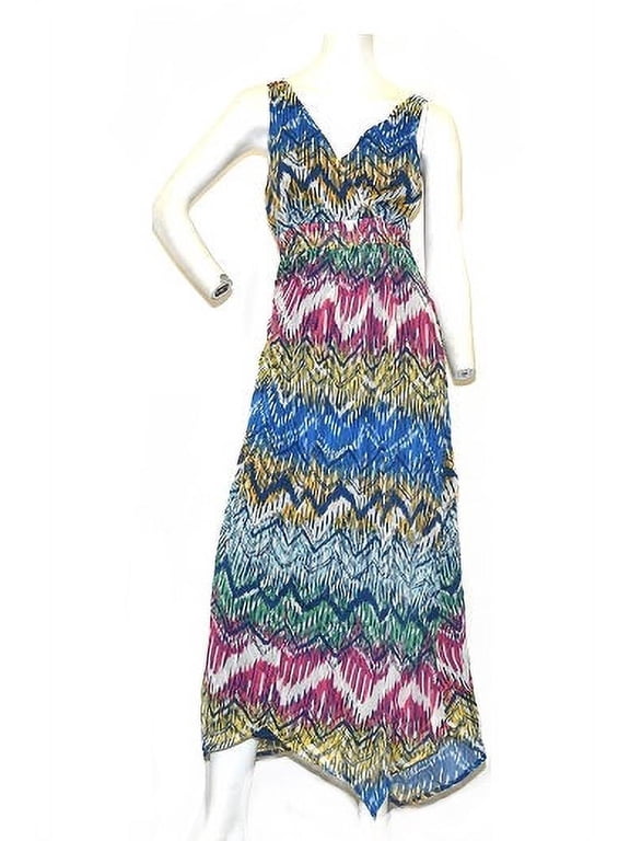 Women's Handkerchief Hem Maxi Dress in Multicolor - 6