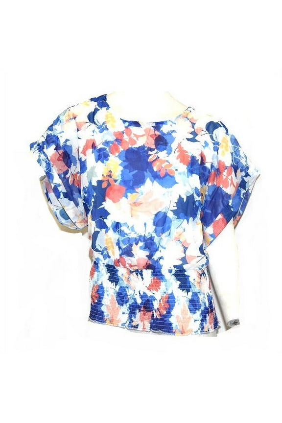 Women's Ruched Waist Blouson in Coral Multi - 1X