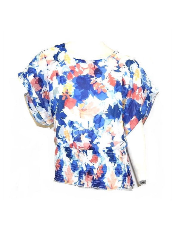 Women's Ruched Waist Blouson in Coral Multi - 4X