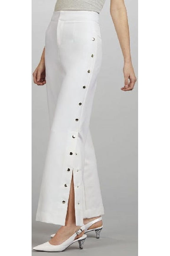 Women's Snap-Leg Pants in White - 4