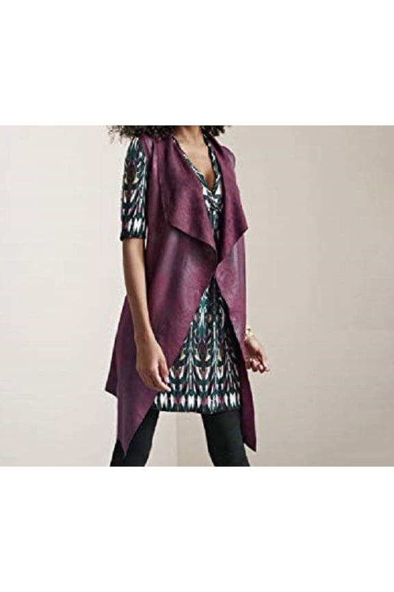 Women's Suede Vest in Burgundy - Medium