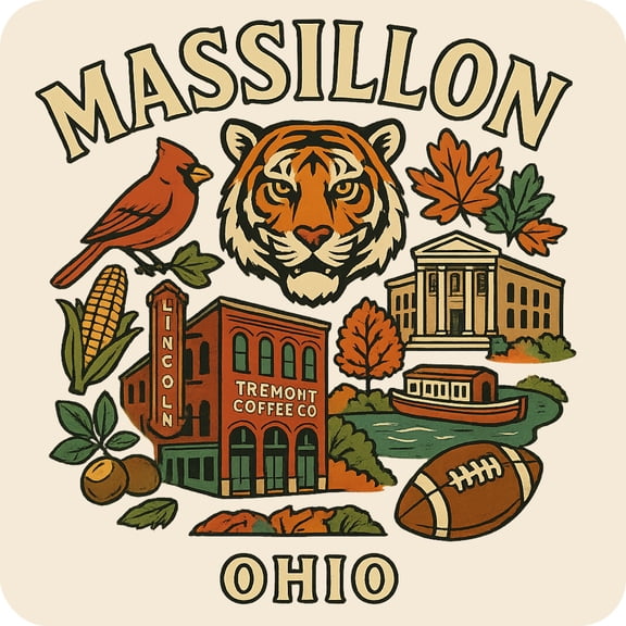 Massillon Ohio Keepsakes Souvenir Vinyl Sticker – Destination Travel Keepsake Collectible (3-Inches Wide)