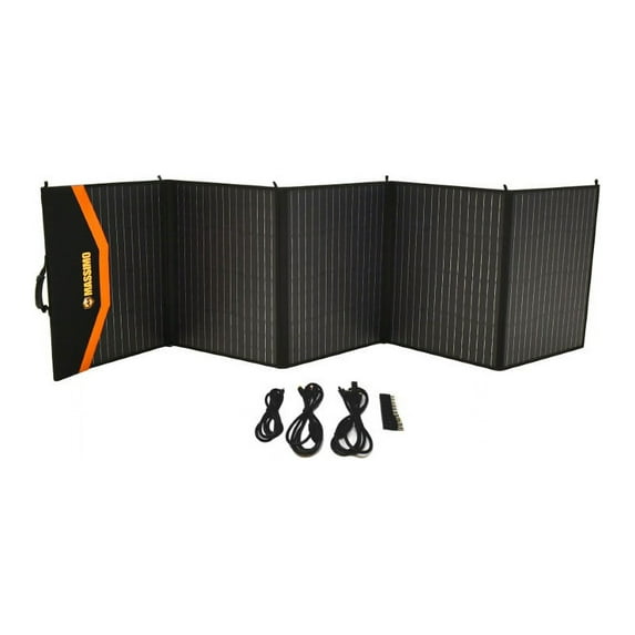 Massimo 300-Watt Solar Foldable Portable Solar Panel for Power Generation, Monocrystalline, Folding Solar Panels with Adjustable Kickstand, Battery