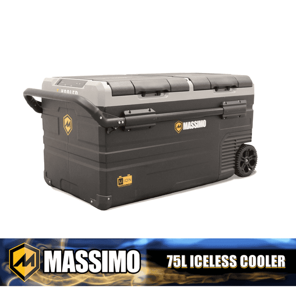 Massimo 75L Electric Iceless Cooler for RV, Car, Camping, Beach – 12V DC & AC Powered, Portable Fridge Freezer, 19.8 Gallon Capacity