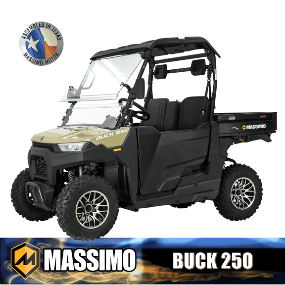 Massimo Buck 250 Side by Side UTV 12hp, 177cc, 6.5 cf. Dumping Cargo Bed -Quicksand