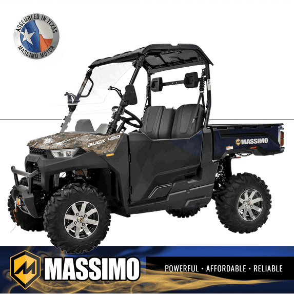Massimo Buck 450 Side by Side UTV, 4X4, 2 Seats, 25.5 HP, 325cc with 3000lb Winch -Camo