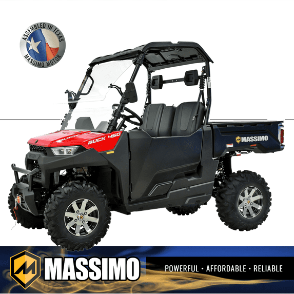 Massimo Buck 450 Side by Side UTV, EFI, 4 Stroke, 325cc, 25.5 HP, 4X4, 3000lb Winch - Red