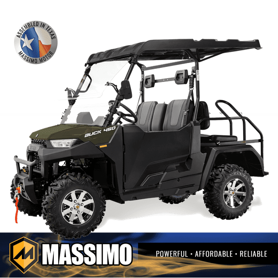 Massimo Buck 450X Side by Side UTV 4 Seat, Golf Cart EFI 4 Stroke 352cc/25 HP with Touchscreen - Green