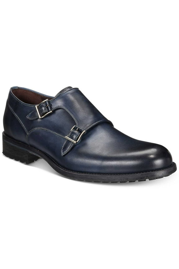 Men’s Double-Buckle Dress Shoes, Navy, 8.5 M US