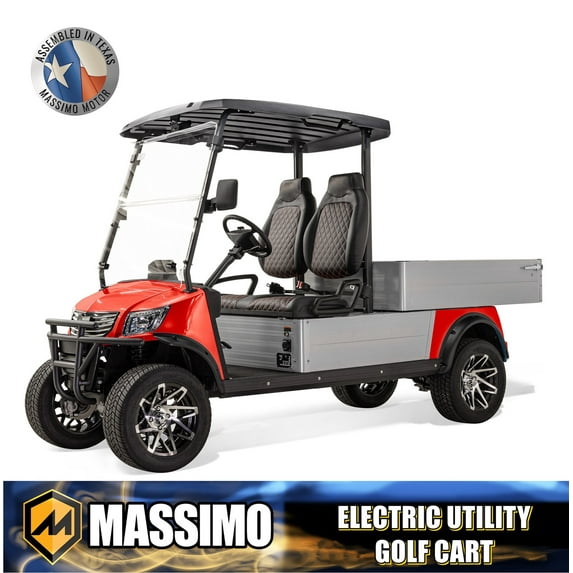 Massimo MVR Cargo Max Electric Utility Golf Cart 25mph, Dump Bed, 48V 5kW Motor - Red