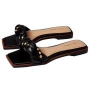 Massimo Matteo Calista Studded Slide Black MM-441006-001 Womens Size 6