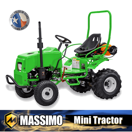 Massimo Mini Tractor 110cc 2WD Gas Go Kart – Kids & Youth Ride-On Utility Vehicle – Green