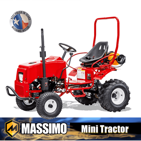 Massimo Mini Tractor 110cc 2WD Gas Go Kart – Kids & Youth Ride-On Utility Vehicle – Red