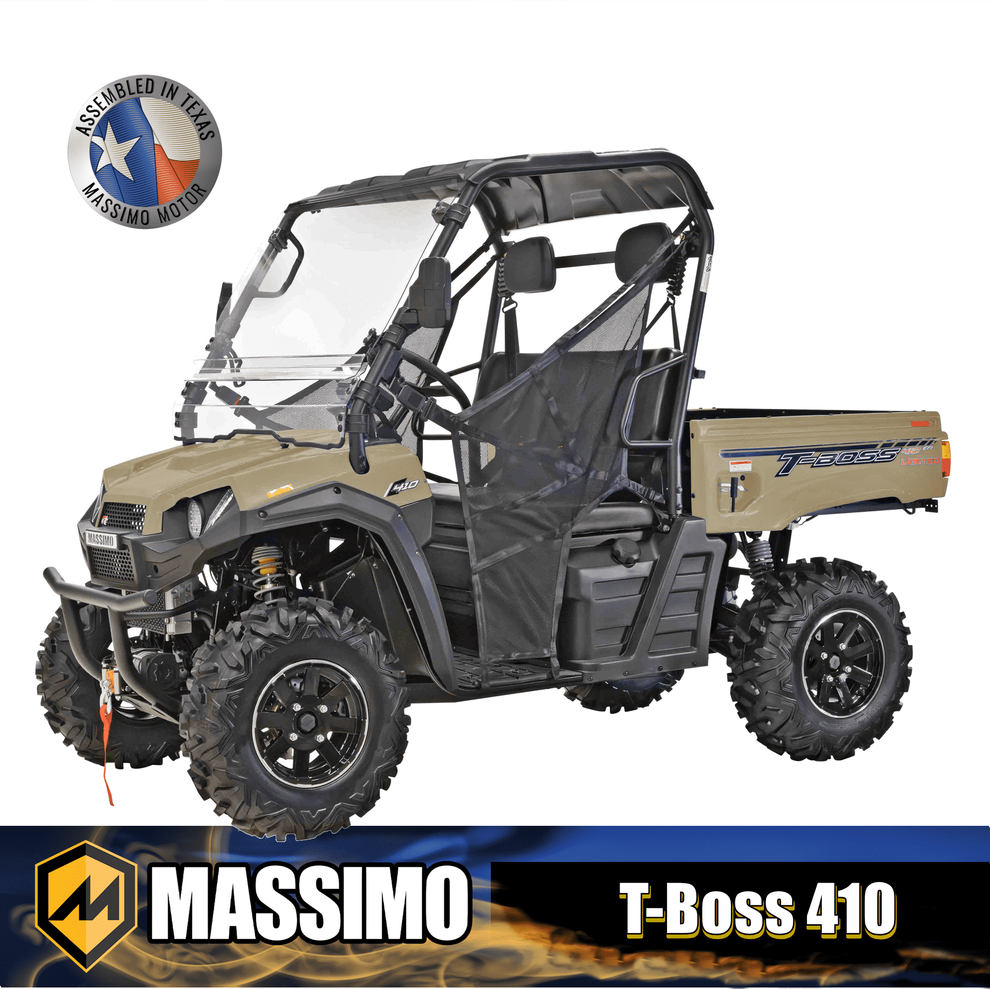 Massimo T-Boss 410 EFI 4WD UTV, Camouflage, Lightweight, 9.75-inch