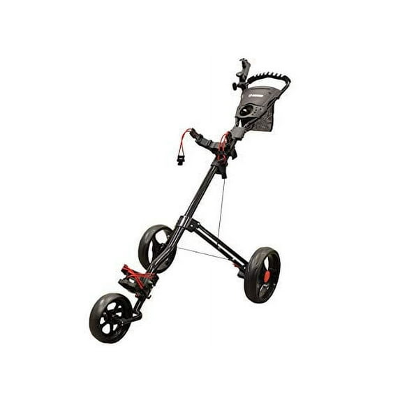 Massimo Push Golf Bag Carrier Cart Folding 3-Wheel Lightweight Easy Carry Push Pull (Black, 10)