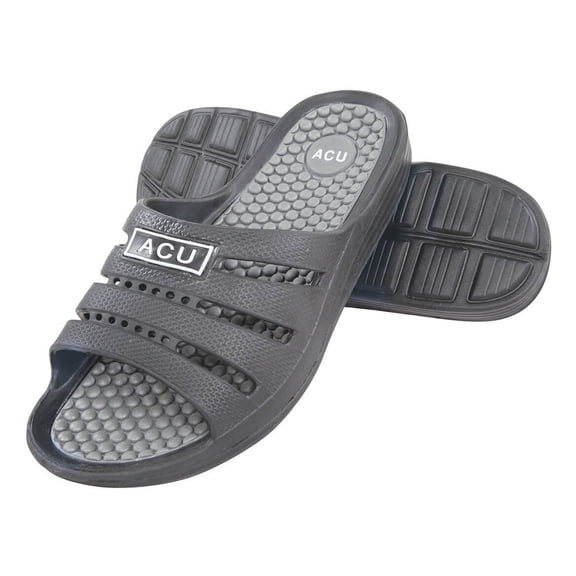 Massing Comfort Slides, Waterproof Slip On Sandals, Black/Gray, Mens Size 7