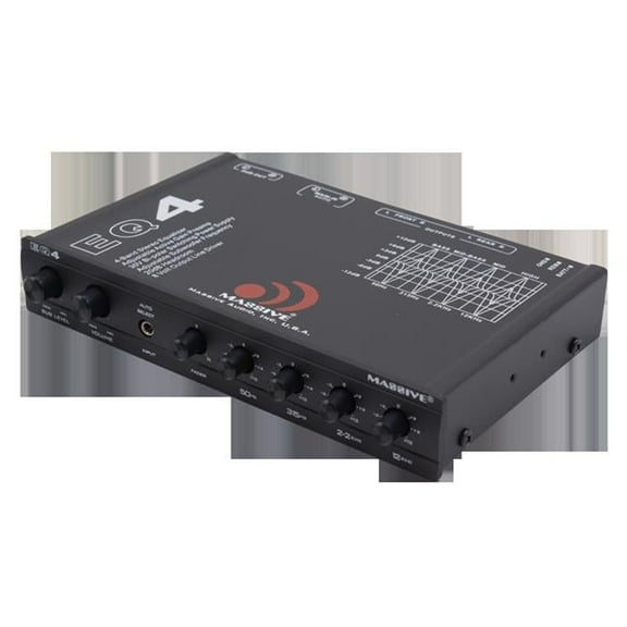 Massive 0.5 DIN 4 Band Graphic Equalizer AUX Inputs 8V Line Driver