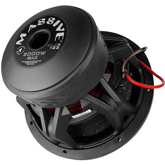 Massive 12 in. 1000W RMS Dual 2 Ohms Subwoofer, Black