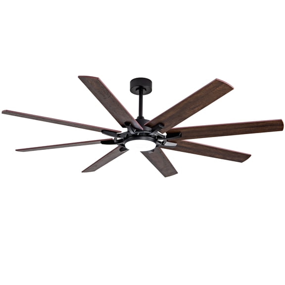 Massive 72" Outdoor & Indoor Ceiling Fan with Lights, 6-Speed Remote, Black+Walnut