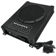 Massive Audio Boom88 - Car Powered Subwoofer, Under Seat Slim Hideaway, Low Profile Compact 8" Woofer with Built in Amplifier, 400 Watts, Gain Remote Included