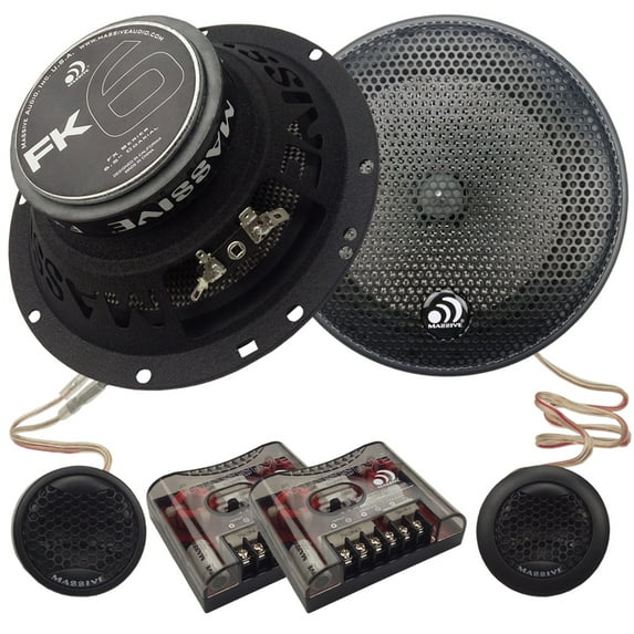 Massive Audio FK6-6.5 Inch, 320 Watts Max Hi Quality Component Speakers, FK Series, 20mm Aluminum Dome Ferro Fluid, 12dB LinkwitzRiley Crossover, 4 Ohm (Sold AS Pair)