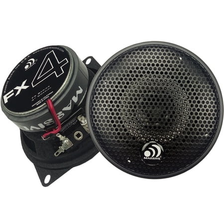 Massive Audio FX4 - 4 Inch, 200 Watts Max, 50 Watts RMS, FX Series Coaxial Speakers, 20mm Aluminum Dome Ferro Fluid, 6dB Linksworth Riley Crossover 4 Ohm (Sold AS Pair)