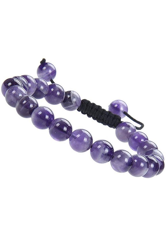 Massive Beads Natural Healing Power Gemstone Crystal Beads Unisex Adjustable Macrame Bracelets 8mm