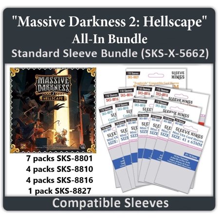 "Massive Darkness 2: Hellscape" All-In Compatible Sleeve Bundle (8802 X 7 + 8810 X 4 + 8816 X 4 + 8827 X 1)