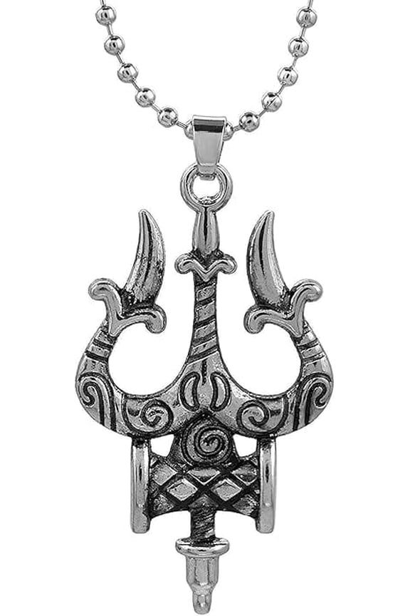 Oxidised Silver Trishul Damru Locket for Men and Women (Om Namah Shivaay), Stainless Steel (unisex)