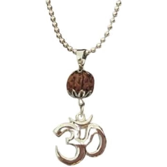 Massive Mart Vastu Fengshui Lord Shiva Om Rudraksha Pendant Locket with Chain Necklace For Men And Women, silver(Unisex)
