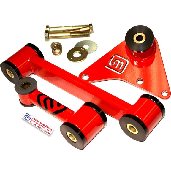 Massive Motor Engine Trans Mount 3 pc Set Compatible with Dodge NEON SRT 4 Turbo Solid Upper Lower 2.4 (Mirror Red)