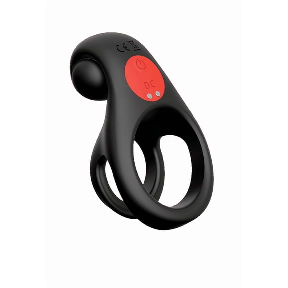 Red Dot Silicone Rechargeable Vibrating Penis Ring V2 with Remote Control, Black